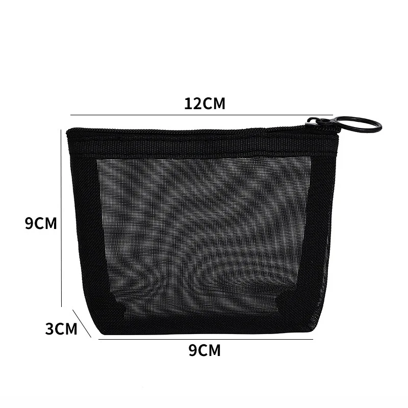 1pcs Fashion Small Large Black Toiletry Bags Makeup Pouch Case Transparent Mesh Zipper Cosmetic Bag Women Necessary Organizer