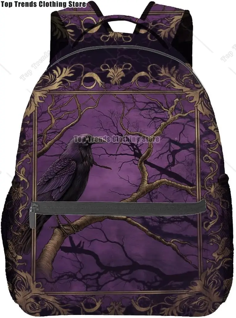 Raven and Dark Forest Backpack Travel Backpacks School Bookbag Gothic Animal Back Pack Accessories Bags