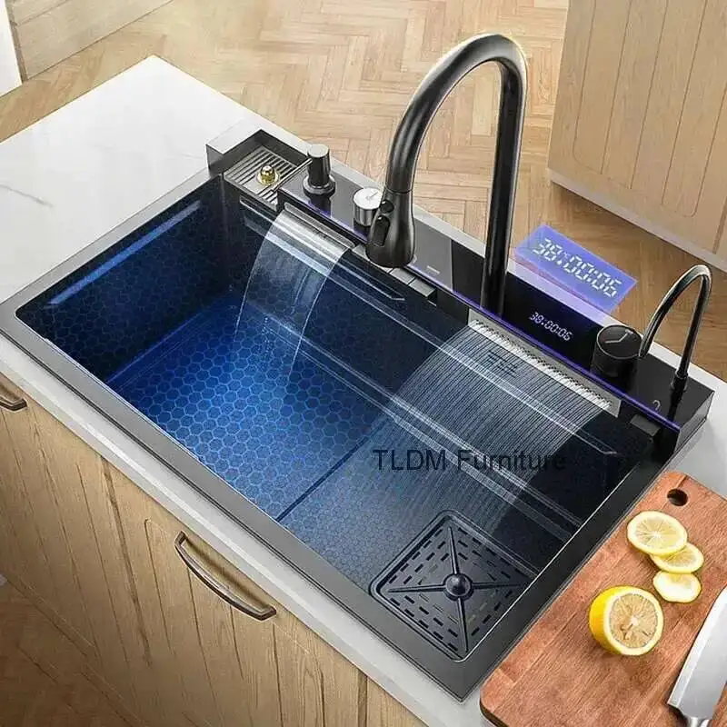 

Metal Household Smart Sinks Creative Sinks Kitchen Multi-functional Sinks Luxury for Kitchen Apartments for Modern Rental Houses