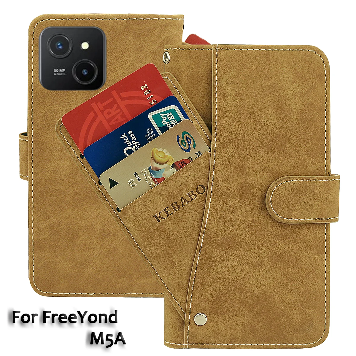 Vintage Leather Wallet FreeYond M5A Case 6.6\