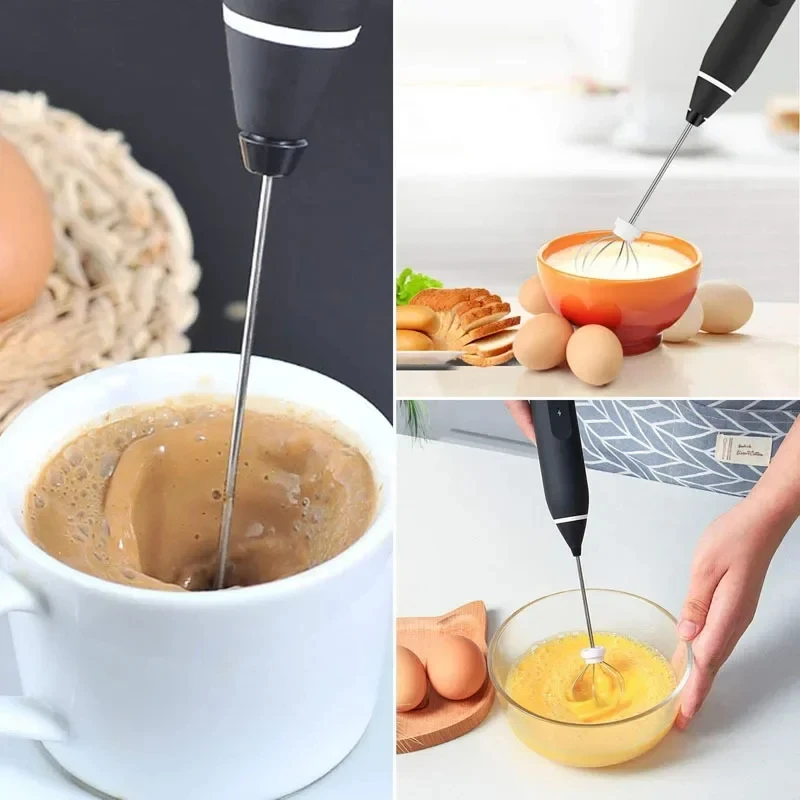 1PCS electric milk frother, handheld egg beater, USB rechargeable 3-speed blender, coffee beverage frother, food mixer