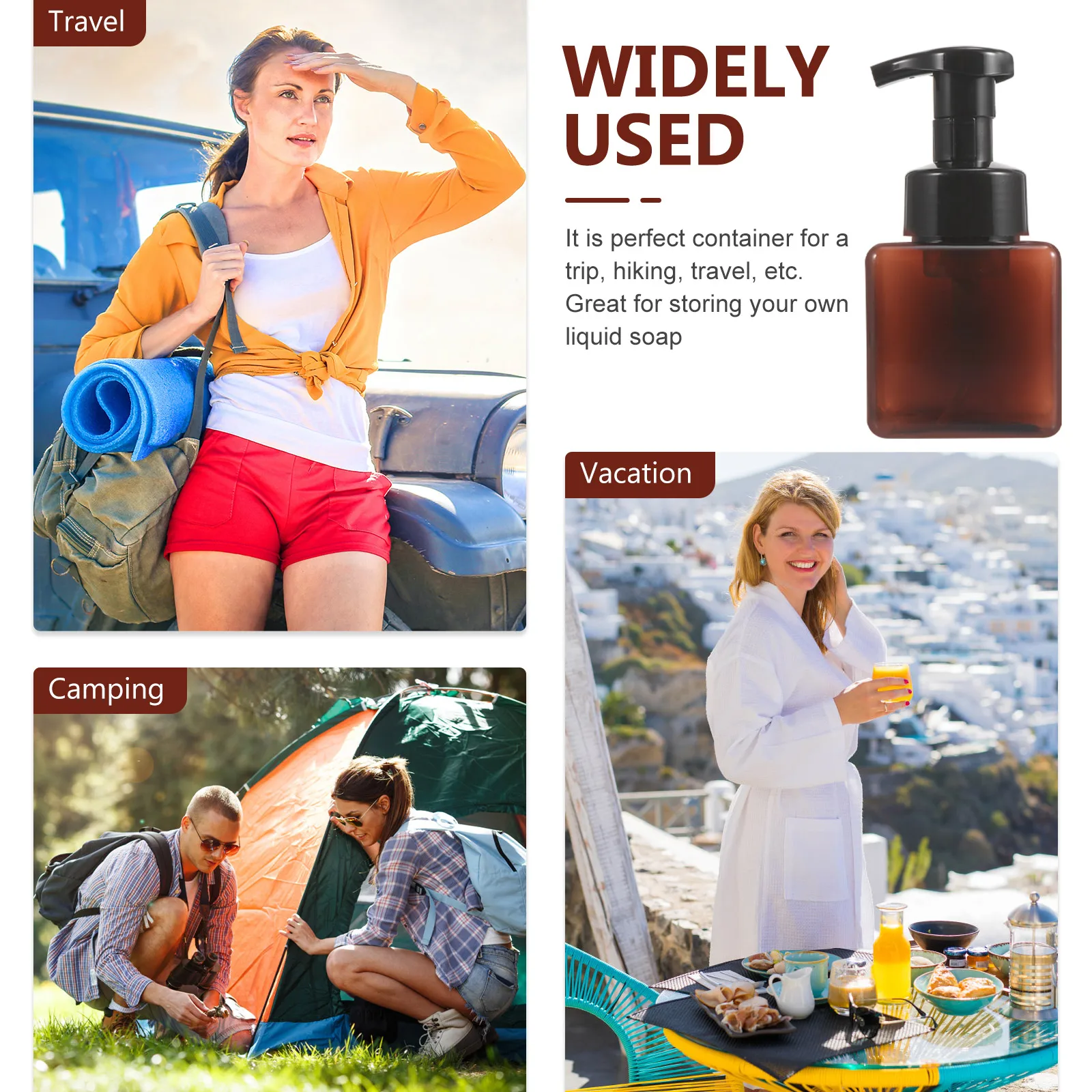 

2Pcs Foaming Bottles Plastic Travel Bottle Refillable Soap Dispenser for Shampoo Lotion Face Cleanser Portable