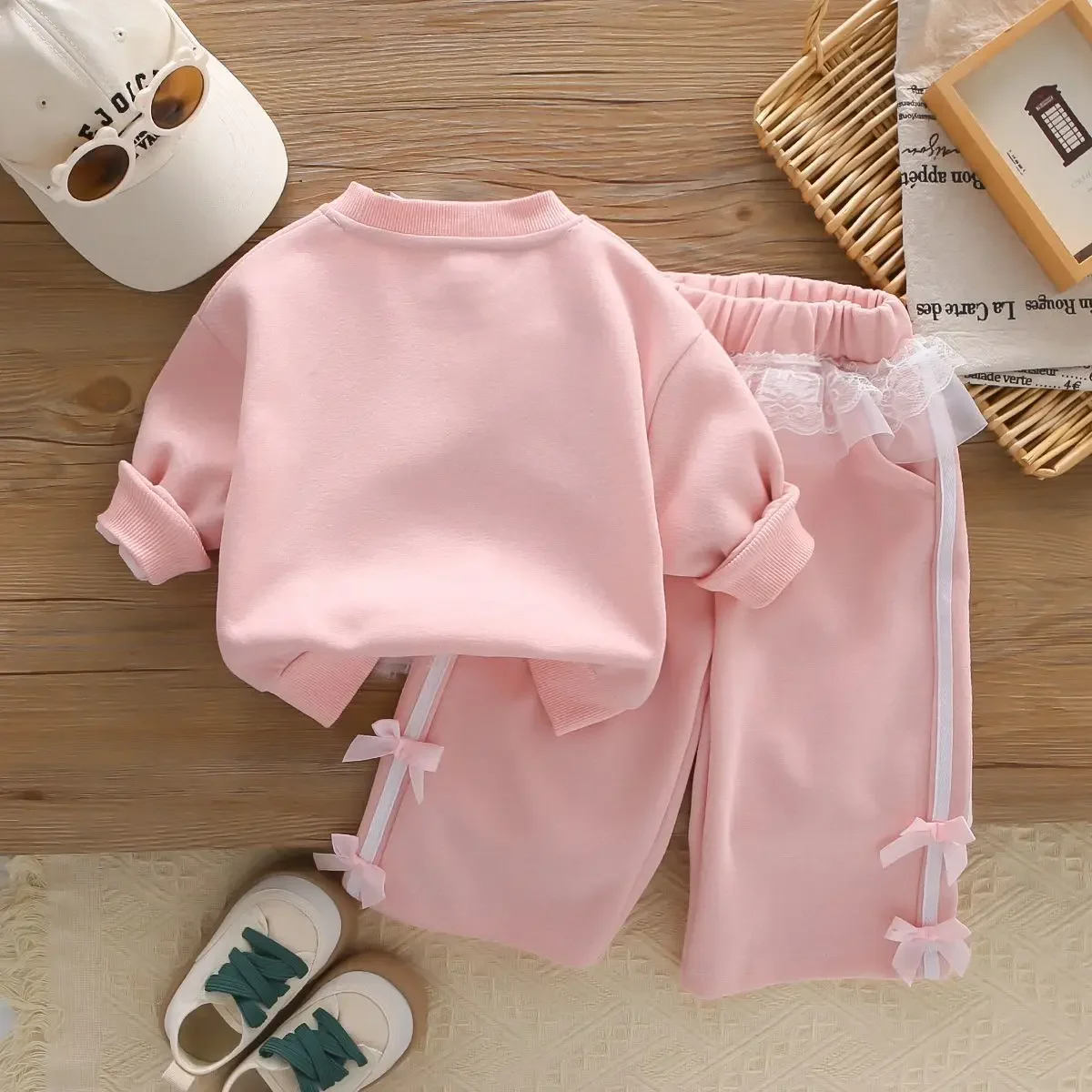 

Child Outfit Girls' Lace Casual Jacket And Pants Two-Piece Set Spring Autumn New Style Children's Clothing 80-120CM