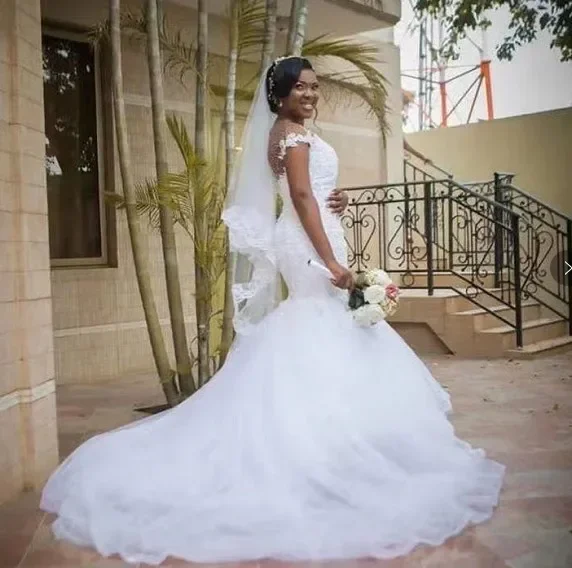 Customized Off Shoulder Cheap African 3d Flower Fishtail Lace New Trade Mermaid Wedding Dress For Women 2023
