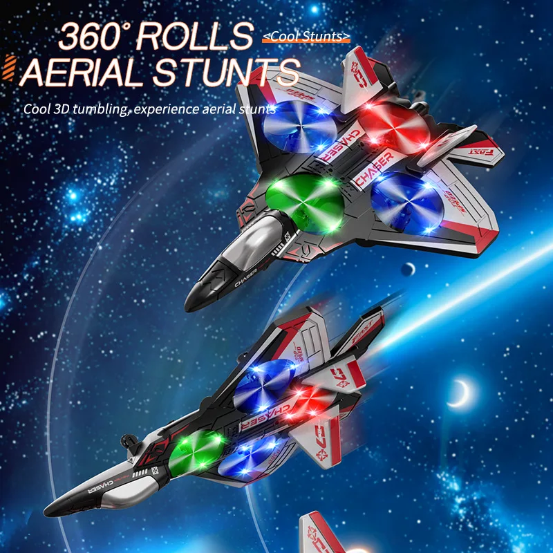 Colorful Lights Foam Remote Control Fighter Drone Kids RC Airplane Model Toy Durable Quadcopter Aerial Model with LED Effects