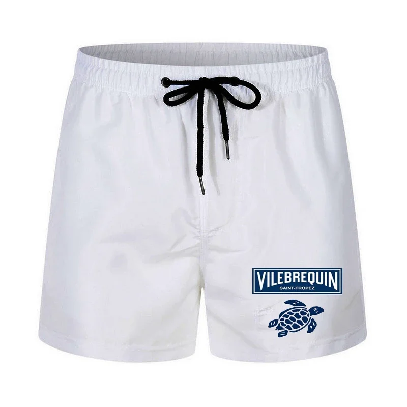 VILEBREQUIN-Shorts de praia masculinos, animal estampa divertida, estampa tartaruga, calção casual solta, moletom de fitness respirável, novo verão