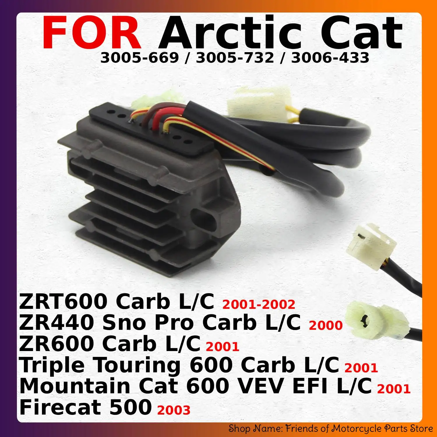Voltage Regulator Rectifier For Arctic Cat ZRT600 ZR600 ZR440 Triple Touring Mountain Cat 600 VEV EFI L/C Firecat 500 3005-669
