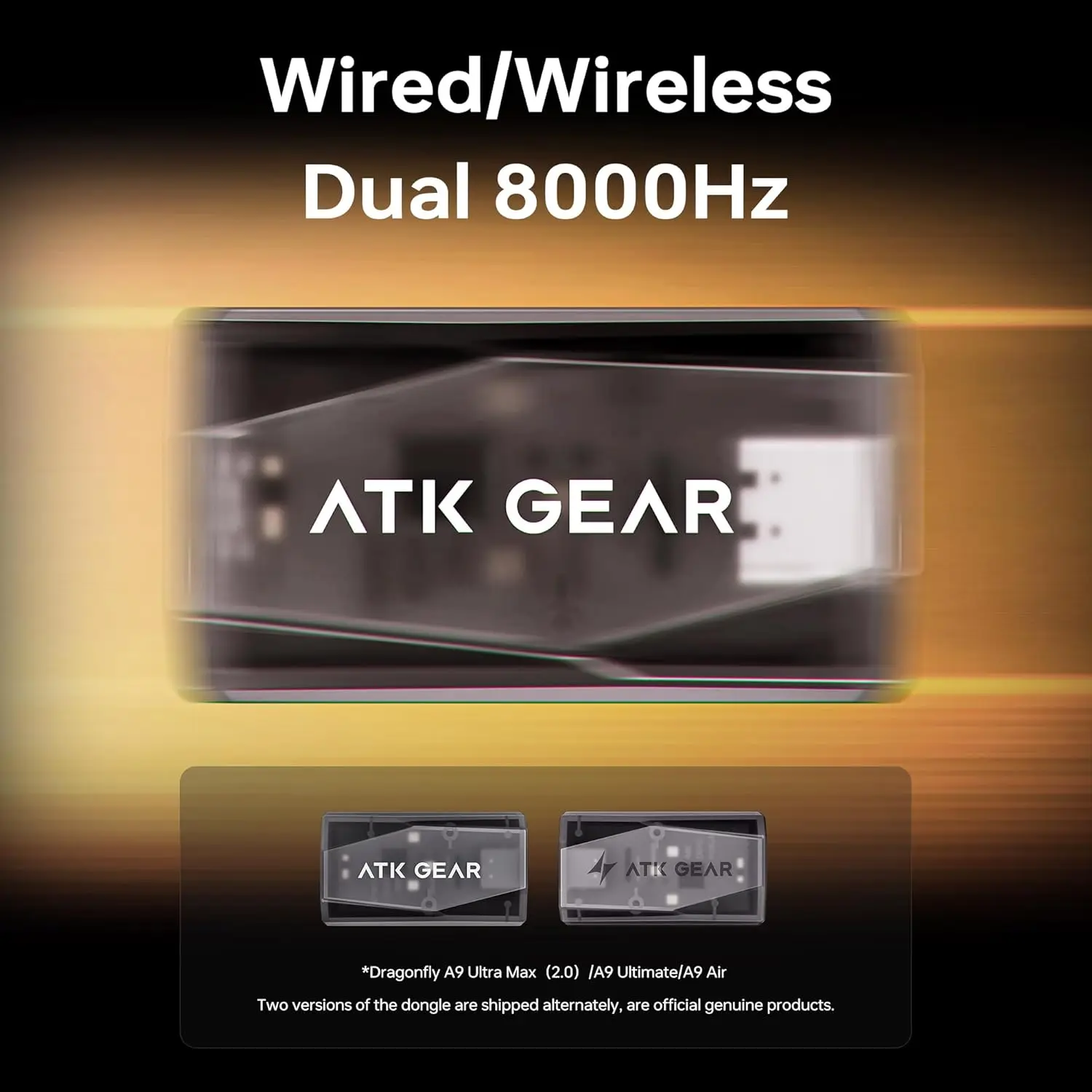 Ratón Inalámbrico Ergonómico para Juegos ATK A9 Air Ultimate, Sensor Ultra PAW3950, Dual 8K, 47g Ligero, 0.181ms de Baja Latencia para FPS 9