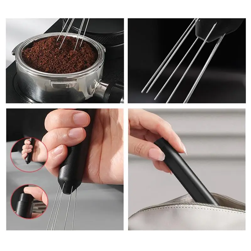 Espresso Distribution Tool, Tamper With Retractable Stainless Steel Needle, Stirrer Tool For Barista-Grade Precision Brewing.