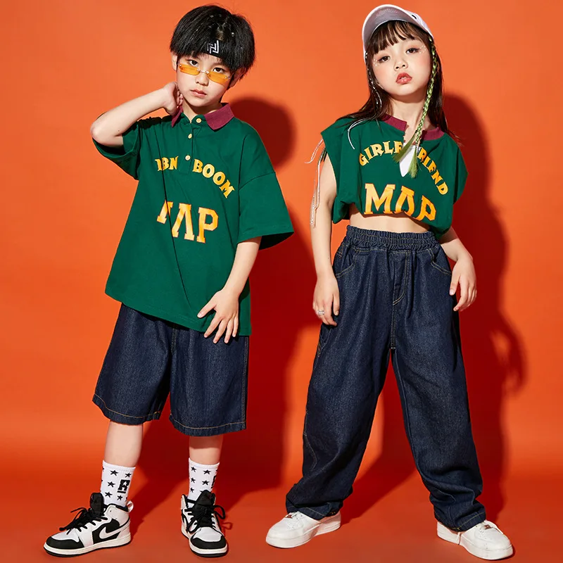 Fashion Hip Hop Jazz Dance Costume Children's Show Model T Stage Dancer Costume Kids Modern Ballroom Dancewear Street Dance