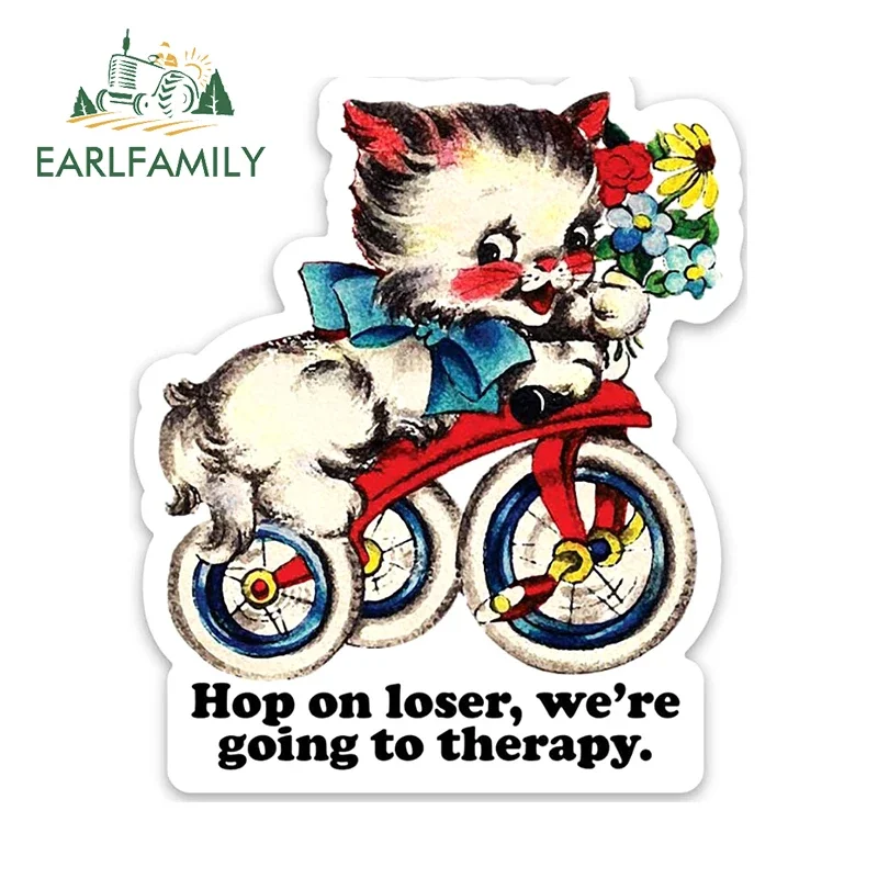 EARLFAMILY 13cm X 11.1cm For Cat Hop On Joking Car Stickers Fashionable Funny Decals Car Door Protector Windows Laptop Decor