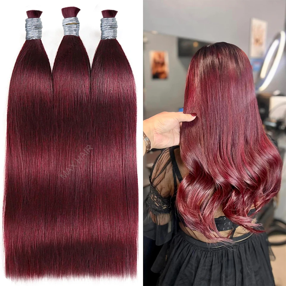 

Human Hair Bulk For Braiding Vietnamese Hair No Weft Hair Virgin Remy Straight Hair Bulk 99J Real Natural Hair No Weft Wholesale