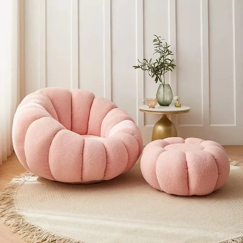 for Lazy Sofa Reclining Sleeping Small Pumpkin Chair Leisure Lamb Wool Fabric Single Sofa