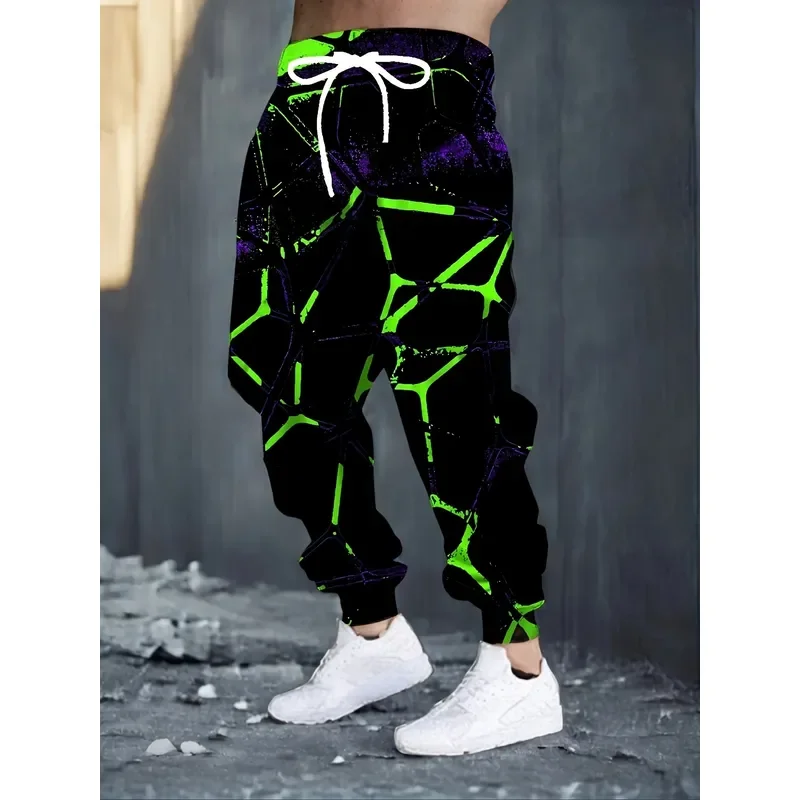 Men's 3D Colorful Green Pattern Printed Sports Pants Drawstring Pocket Casual Comfortable Home Pajama Trousers Fashion 2026