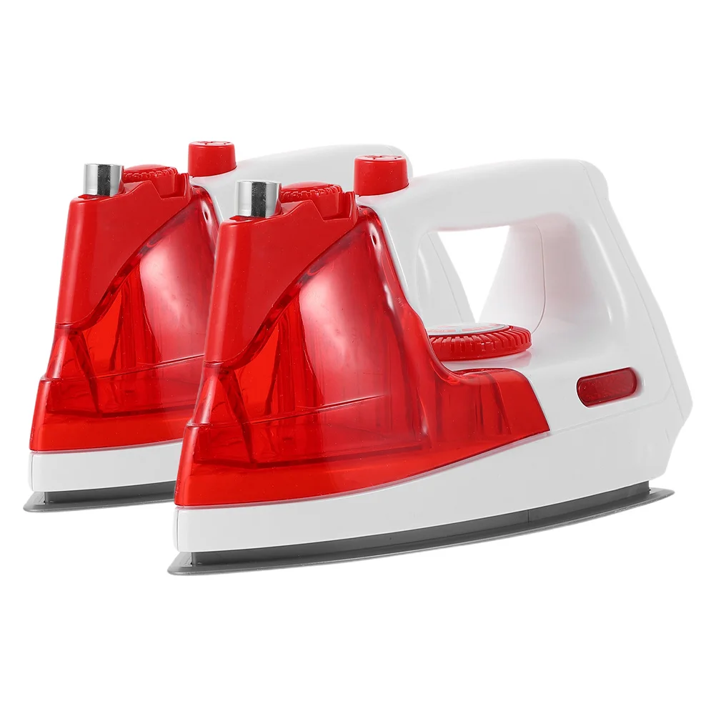 2pcs Simulated Electric Iron For Kids Pretend Role Play Home Appliance Simulation Fun Water Spray Function Smooth Sturdy