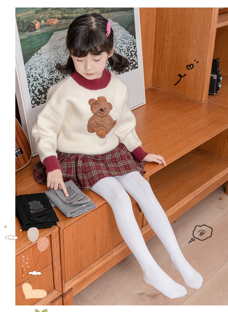 Baby Kinder Wellenstreifen Strumpfhose mit Fuß Drachenklauen-Fleece Großer Schritt Wärmehaltende Strumpfhose Rutschfester Boden Niedliche Thermo-Leggings Mädchen – Detail 10