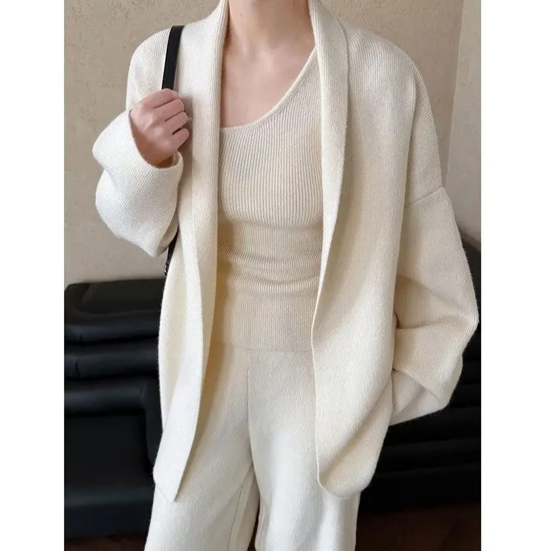 مجموعة سترة محبوكة فرنسية جديدة وبسيطة وراقية لفصل الخريف تتميز بجديد #2