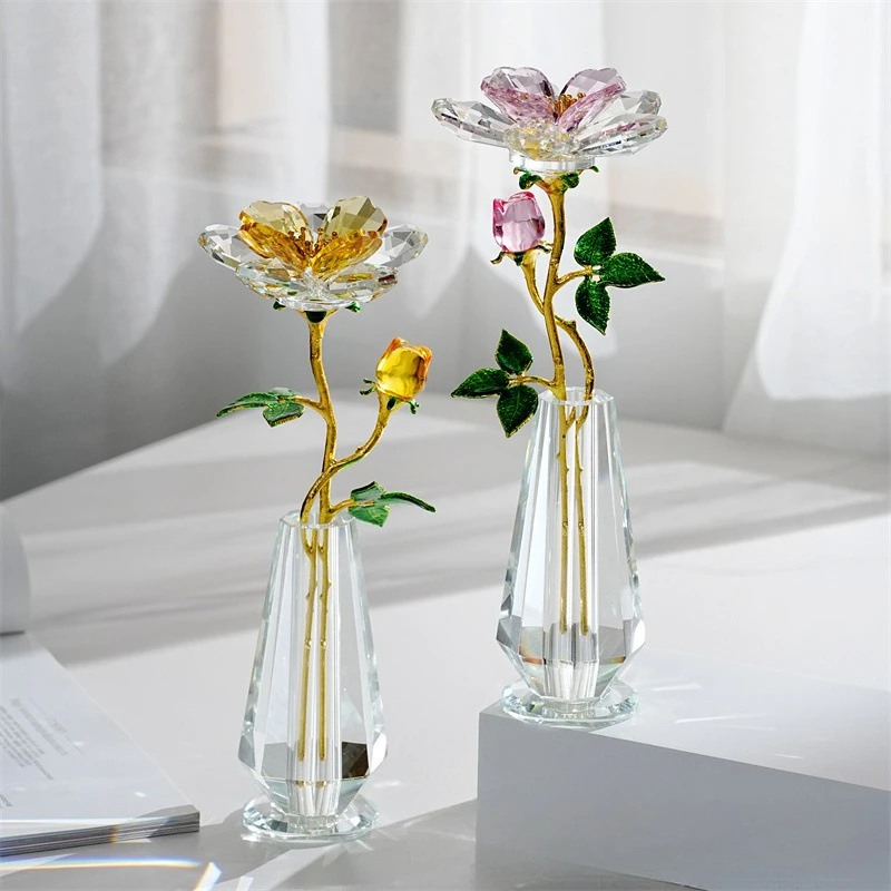 

Crystal Peony Flower Gifts for Women,Crystal Glass Flower Collectible Ornaments for Christmas Home Table Centerpiece