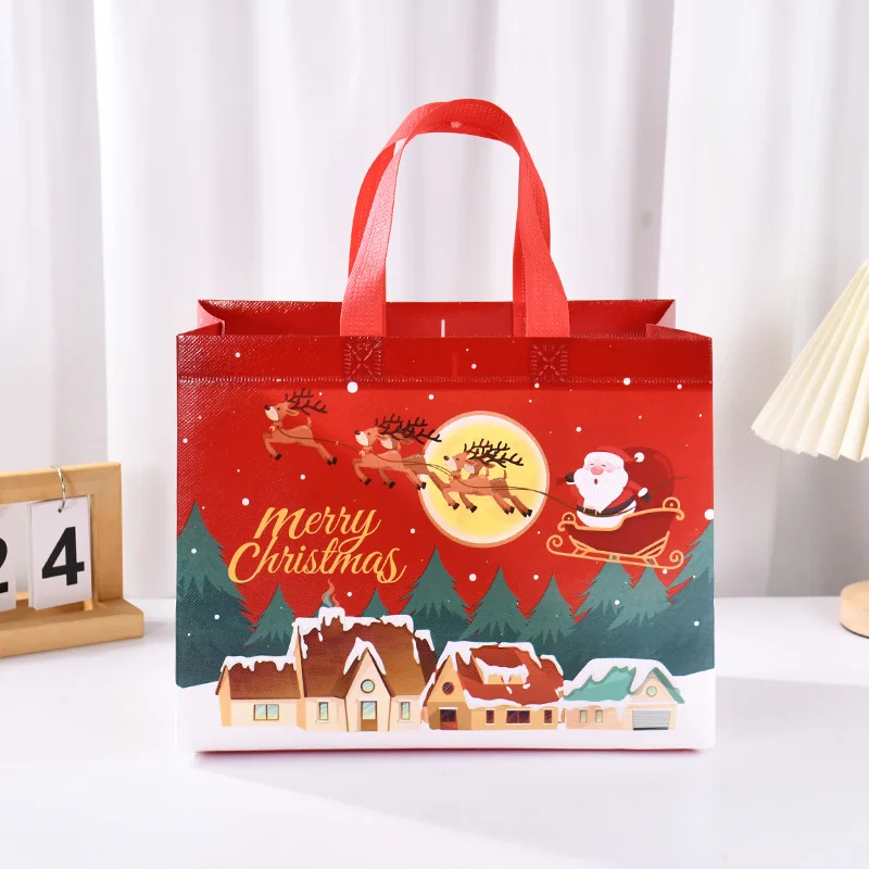 1/2Pcs Large Christmas Gift Bags Reusable Non-Woven Shopping Bags Santa Claus Snack Packaging Bag Xmas Noel Navidad Kids Gift