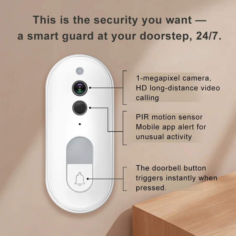 Tuya APP 720P Intercom  Low Consumption WiFi IP Video Doorbell with IR Night Vision Indoor Chime Visual Door Phone