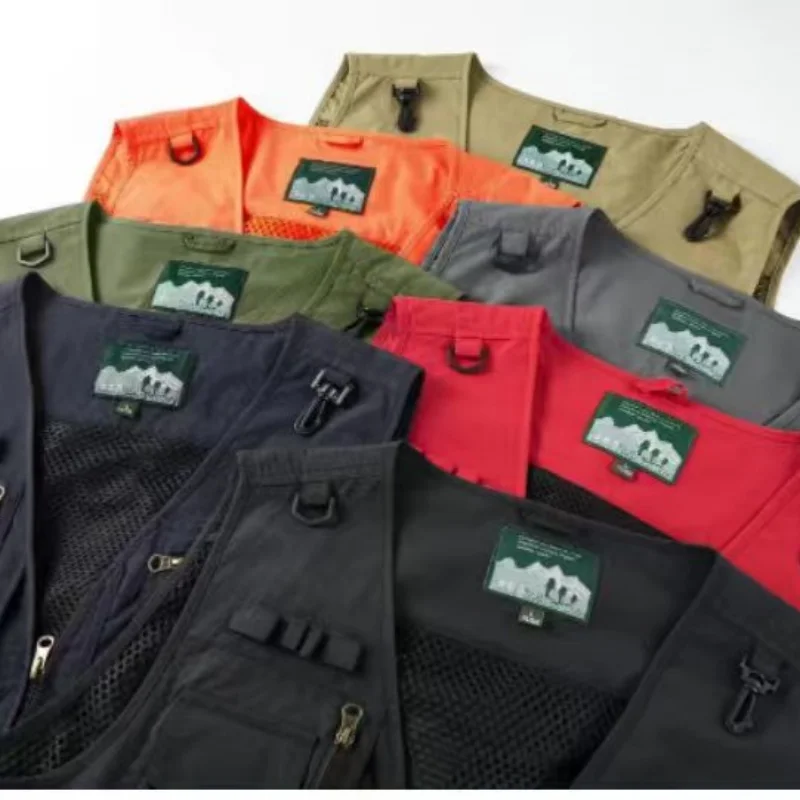 Men's Business Casual Outdoor Vest Multi-Pocket Multi-Functional Large Waist Fishing Vest Middle-aged Men's Tooling Waistcoat