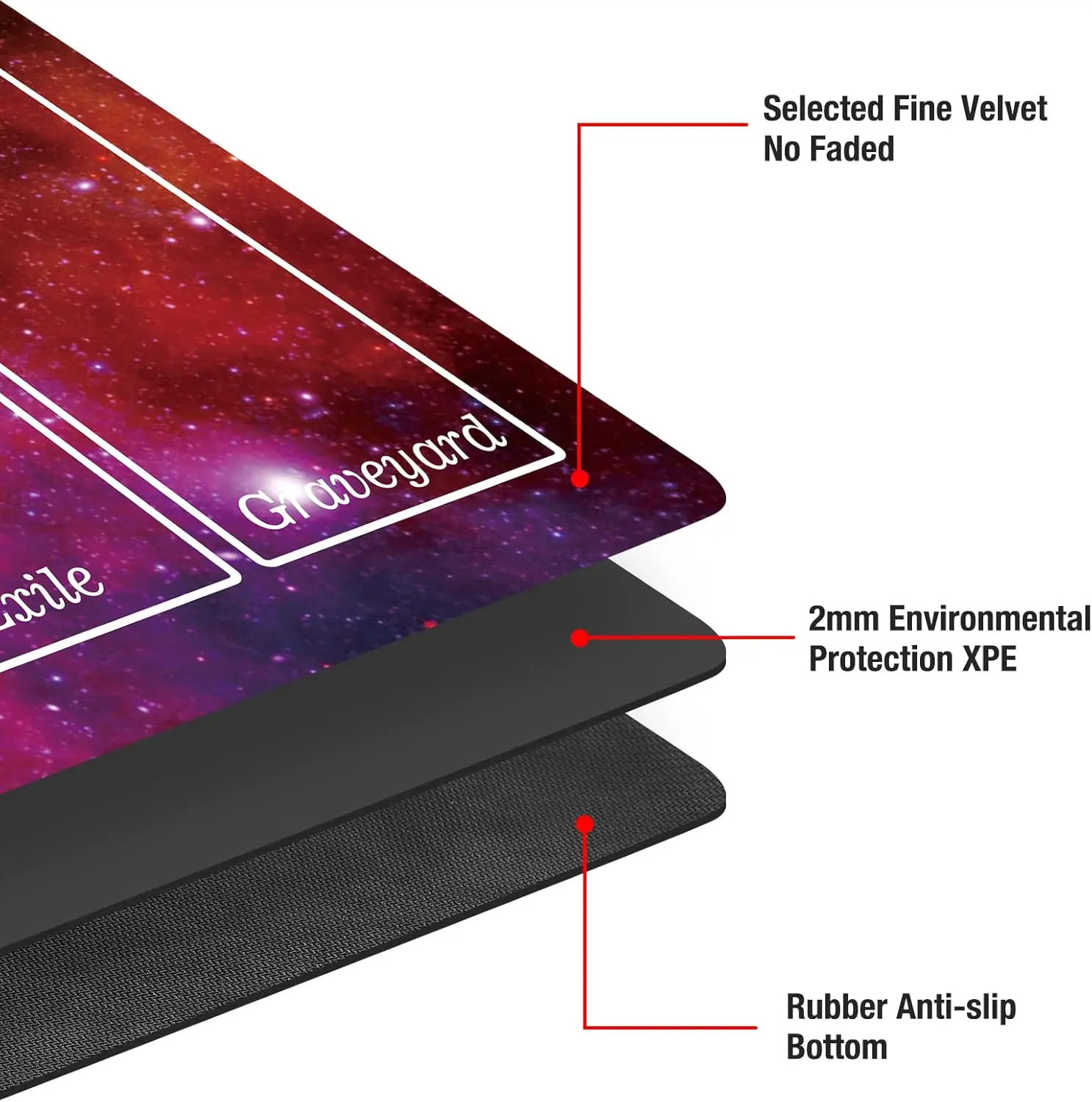 สำหรับแผ่นรองเล่น, แผ่นรองเล่นแบบเย็บพร้อมเคสหลอดสำหรับเล่นเกมไพ่ (สีม่วงสตาร์รี่)