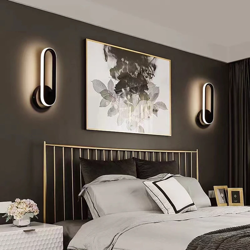 

Black White modern led wall lights living room wall lamps corridor foyer bedside sconce lamp 330 angle adjustable Wall lighting