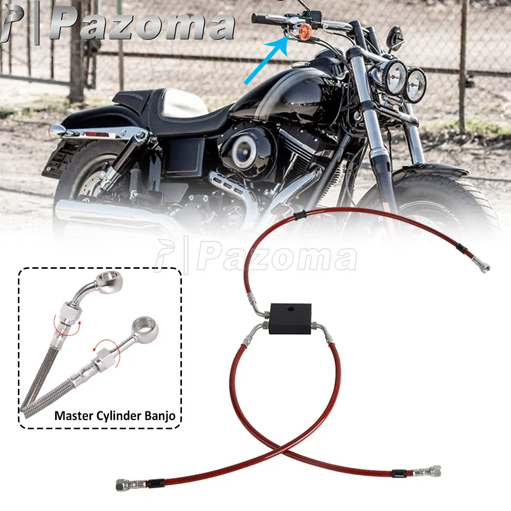 45 °   180 °   0 °   دراجة نارية اسطوانة البانجو دراجة نارية خرطوم الفرامل كابل الخط الهيدروليكي ل هارلي دينا فات بوب FXDF منخفضة رايدر FXDL ABS