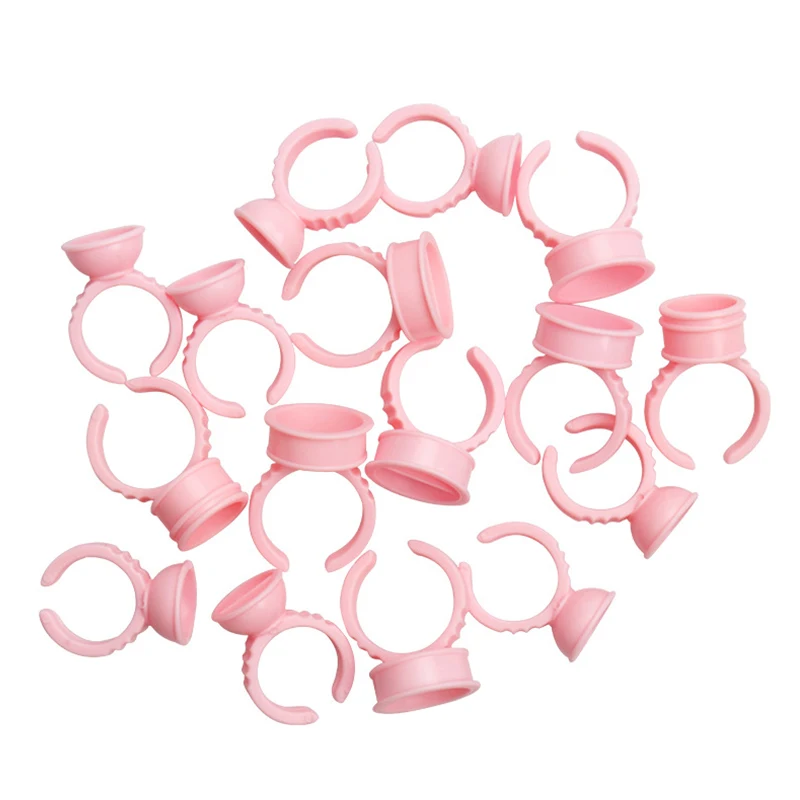 100Pcs Glue Rings Eyelash Glue Fan Cup Lash Extension Supplies Accesories Makeup Wholesale Pink Blue White Disposable Glue Ring