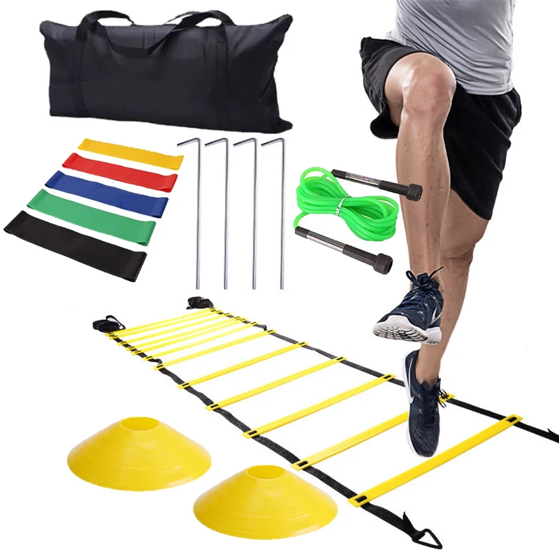 Soccer Football Footwork Fitness Agility Speed Sports Training Ladder Marker Disc Resistance Band Rope Skipping Equipment Kits