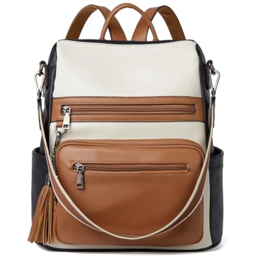 Womens Backpack Purse Vegan Leather Large Travel College Shoulder Bag with Tassel