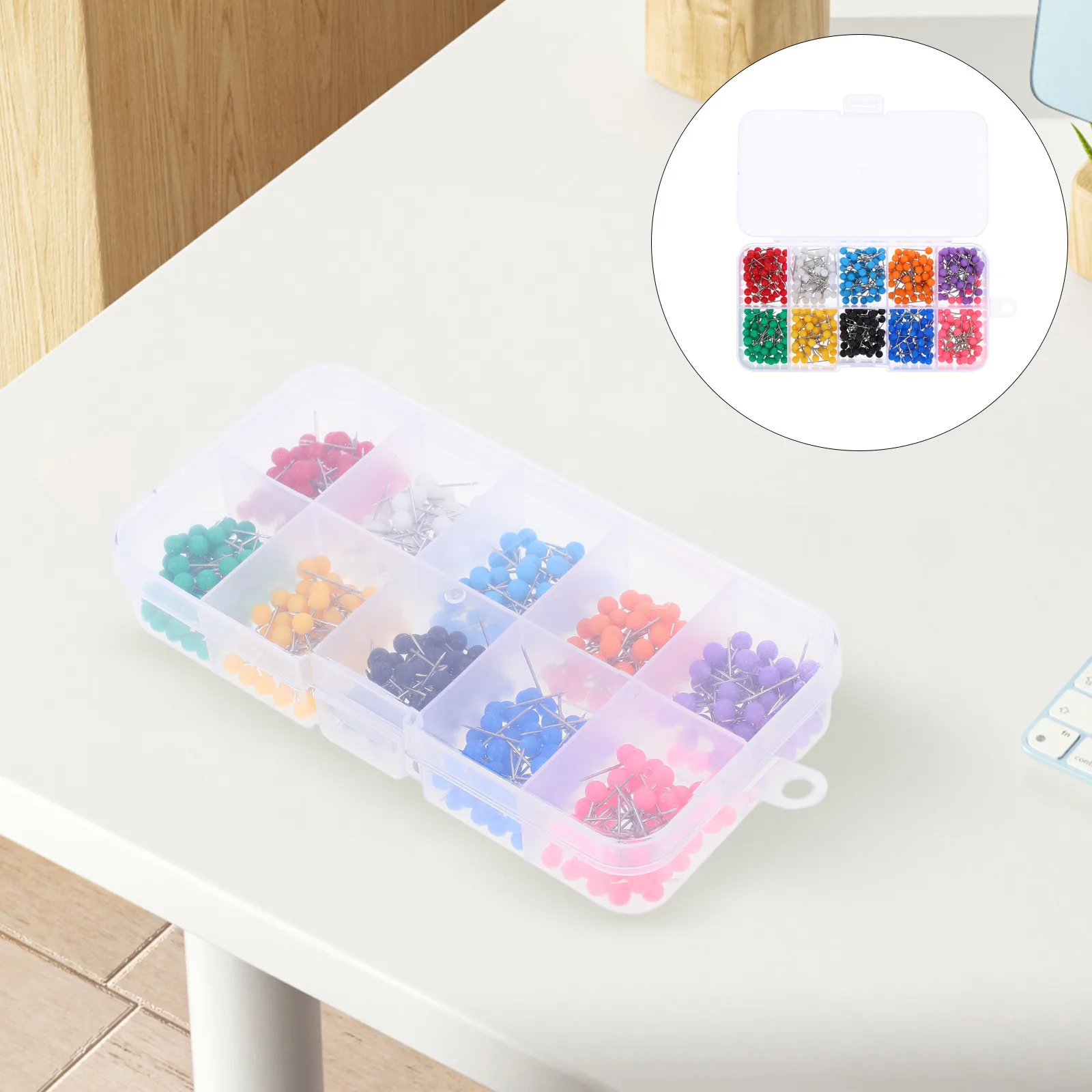 

500pcs Colored Thumbtack Plastic Colorful Drawing Pin Push Pin Set for Maps Calendar 10 Different Colors