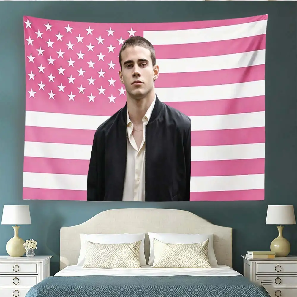 Ares Hidalgo Through My Window Pink American Flag Tapestry Male Portrait Wall Hanging Dorm Aesthetic Decor Gift