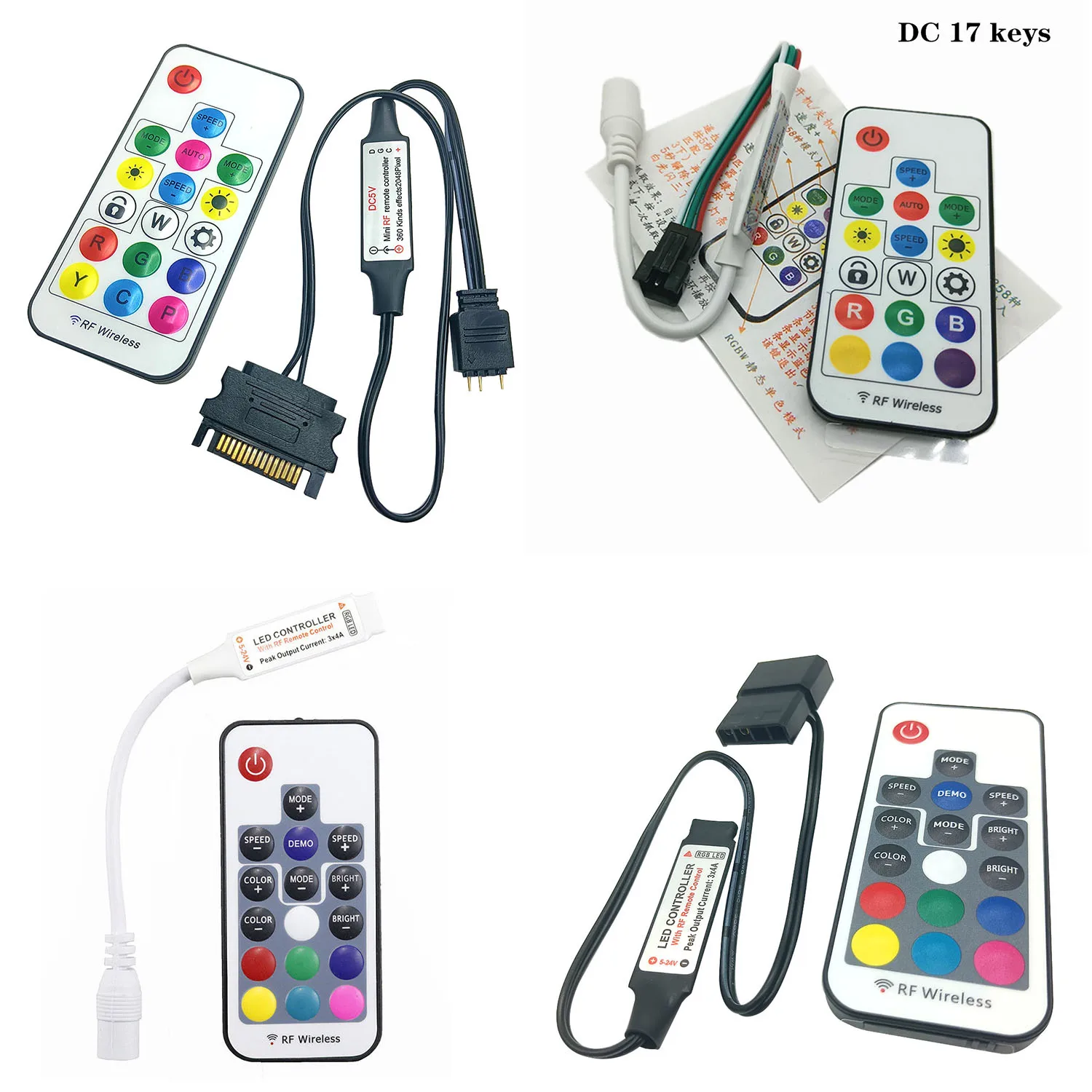 17Key DC/USB LED Magic Color Controller Pixels 5V/12-24V Wireless RF Remote Control for WS2811  Addressable RGB Ligh