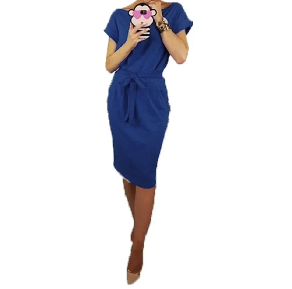 فستان نسائي كاجوال بأكمام طويلة وحزام للحفلات وغمد ضيق