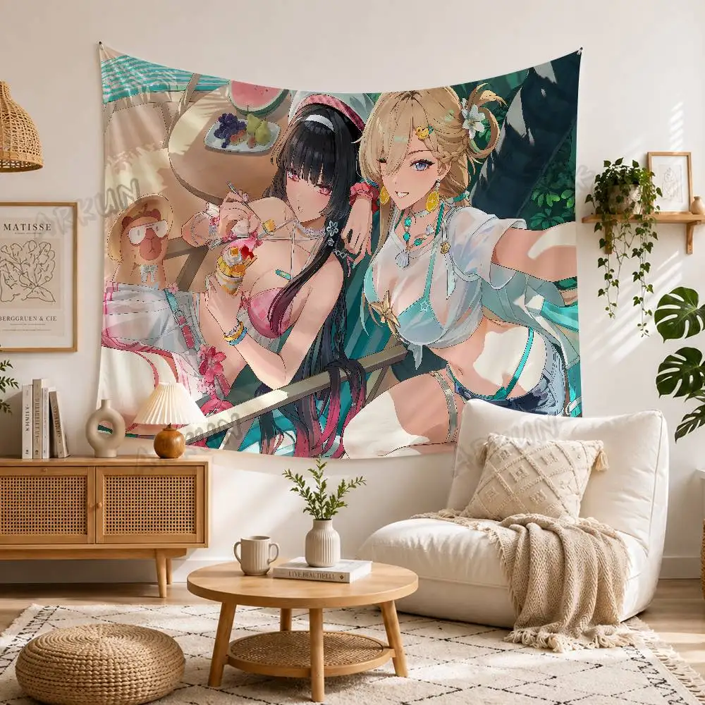 Fashion Cool Anime Wuthering Waves Popular Gaming Tapestry Character Design for Anime Room and Bedroom Wall Art Decor Gift