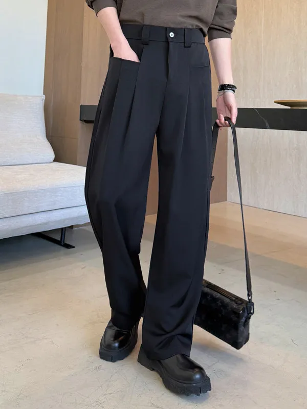 

Cleanfit Men's Casual Trousers Loose Wide Leg Pants Straight Cut Polyester Cotton Lycra Blend Four Season Wear Chinese Made