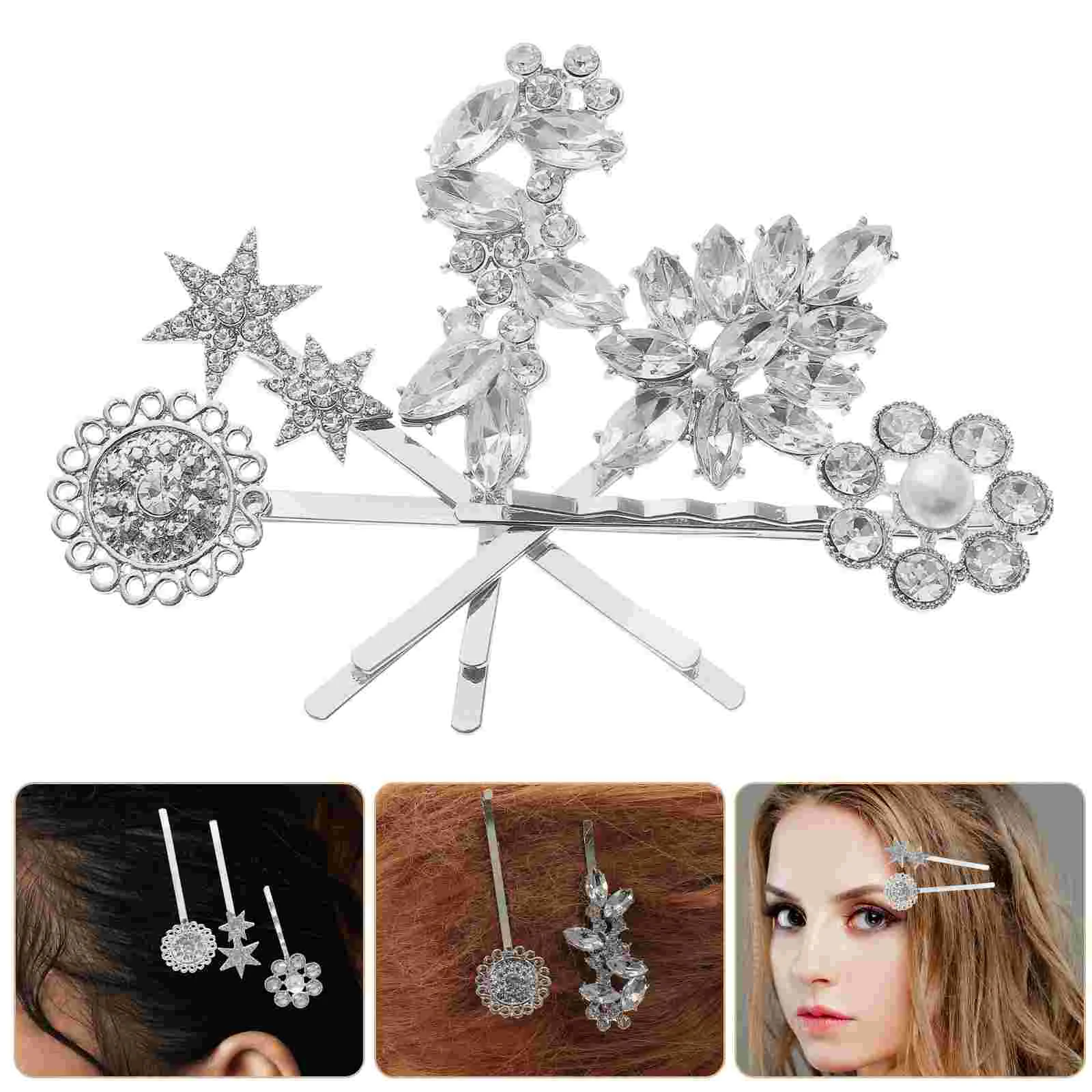 

10 Pcs Barrette Diamond-studded Slot Jacket Vintage Hair Accessories European Fashion Bobby