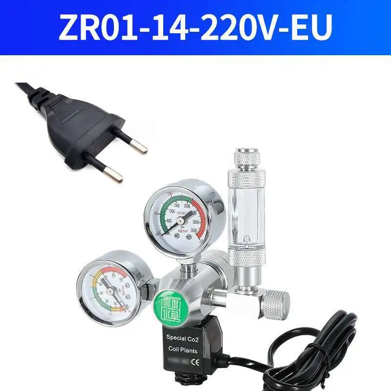 01-14-220 V Carbon Dioxide Pressure Reducing Valve Co2 Regulating  Aquarium Fish Tank Timing Double Table Solenoid Valve