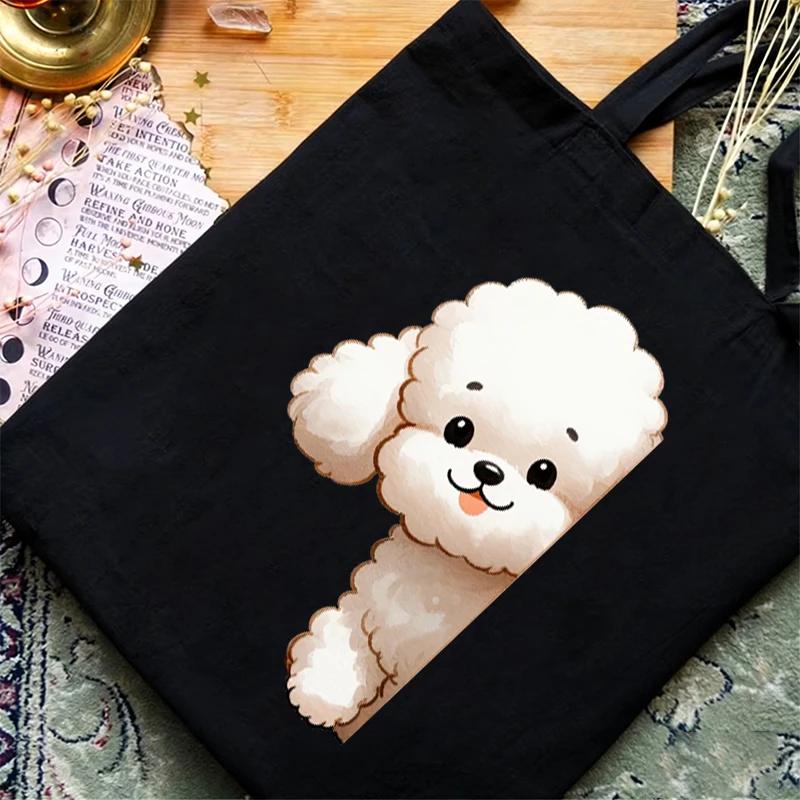 

3D Dog Print Pattern Shoulder Bag Women Men Fashion Animal Lover Gift Shopping Bags Cartoon Dog Series Student Canvas Handbags