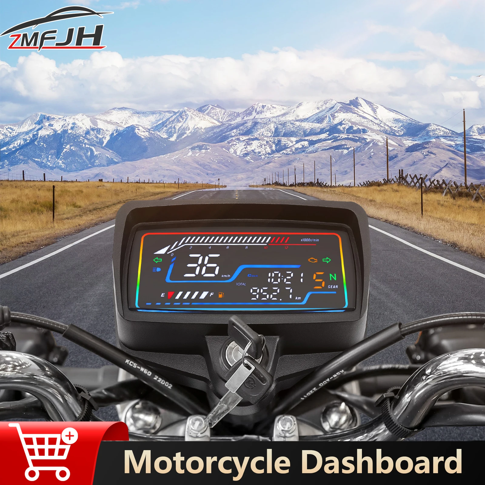 

Digital Motor Meter Speedometer For Honda CG125 CG150 Motorcycles LED Tachometer Odometer Gear Clock LCD Dashboard With Key Hole