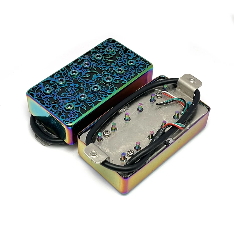Alnico 5 Humbucker Hollow Brass Cover Guitar Pickup 4 Conduct Cable 7.5k/15k Coil Splitting Alnico V Pickup for LP Guitar