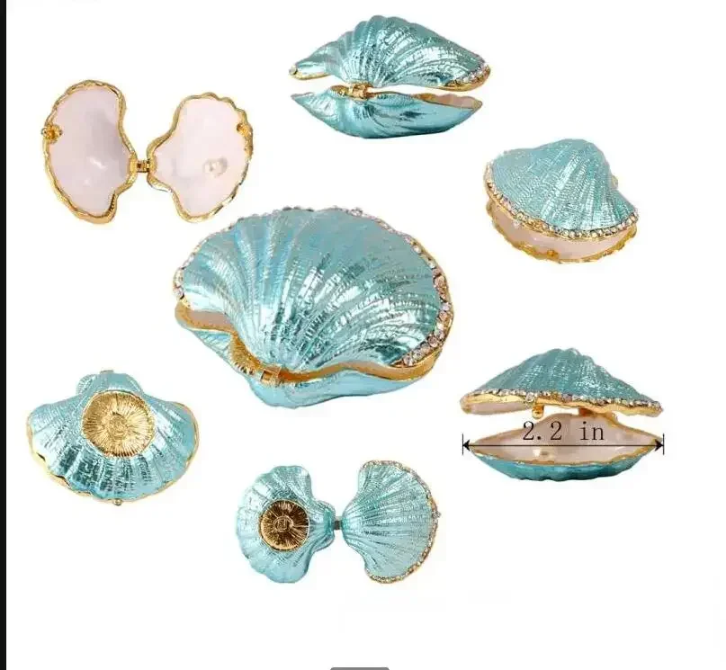 Alloy Shell Jewelry Box Storage Box Jewelry Organizer Jewelrys Tray Small Ring Boxes Proposal Props Ornament Decoration Crafts