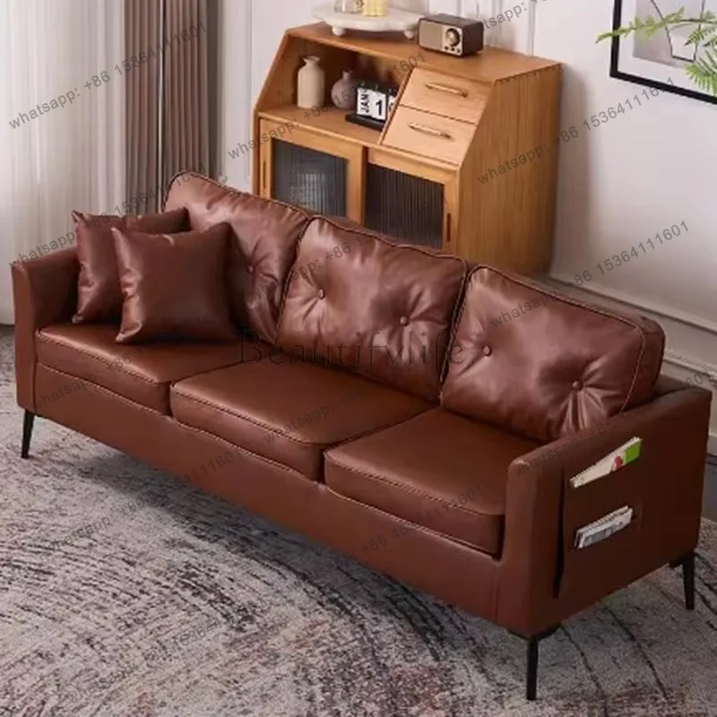 LSSmall Apartment Sofa Leather Retro Living Room Sofa Housing Double Comfortable Muebles Para Salas Modernos Home Furniture