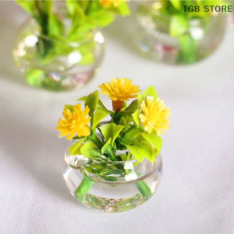 1 قطعة 1:12 دمية مصغرة الراتنج الأخضر بوعاء لديكور المنزل محاكاة أصائص زرع