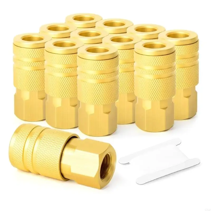 

57QF 12Pieces 1/4inch Brass Female Quick Connection Air Couplers for Automotive Shop and Job Enhances System Efficiency