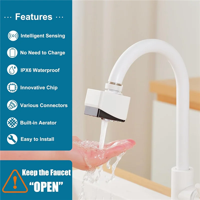 ABVJ-6X Touchless Faucet Adapter,Smart Motion Sensor Adapter For Kitchen Faucet, Automatic Sensor Faucet Adapter SR-T01