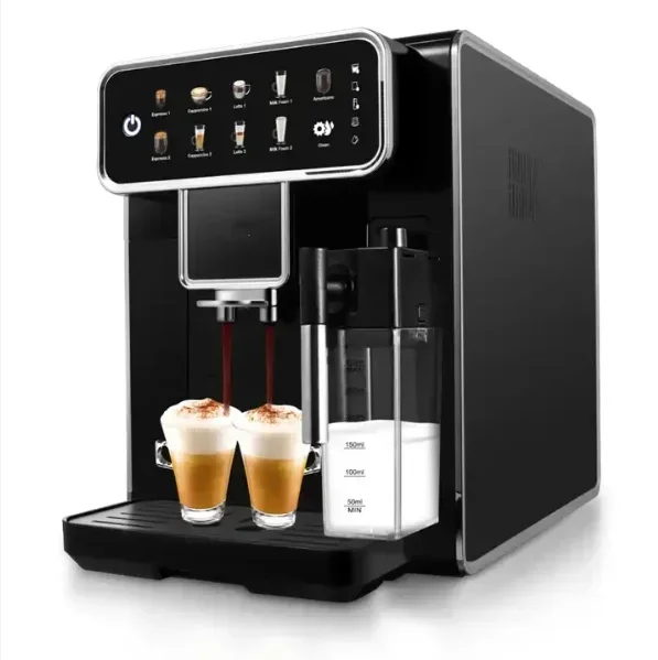 ETG-911TDS Series Commercial Fully Automatic Intelligent Coffee Machine, Espresso Cappuccino Latte Machine with Milk Can