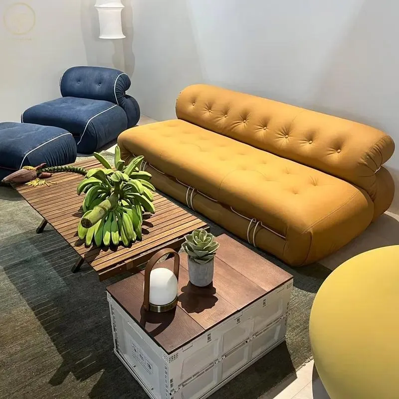 for Modern Luxury Chesterfield Fabric Sofa Set Brown Metal Frame Apartment Living Room Furniture 2024