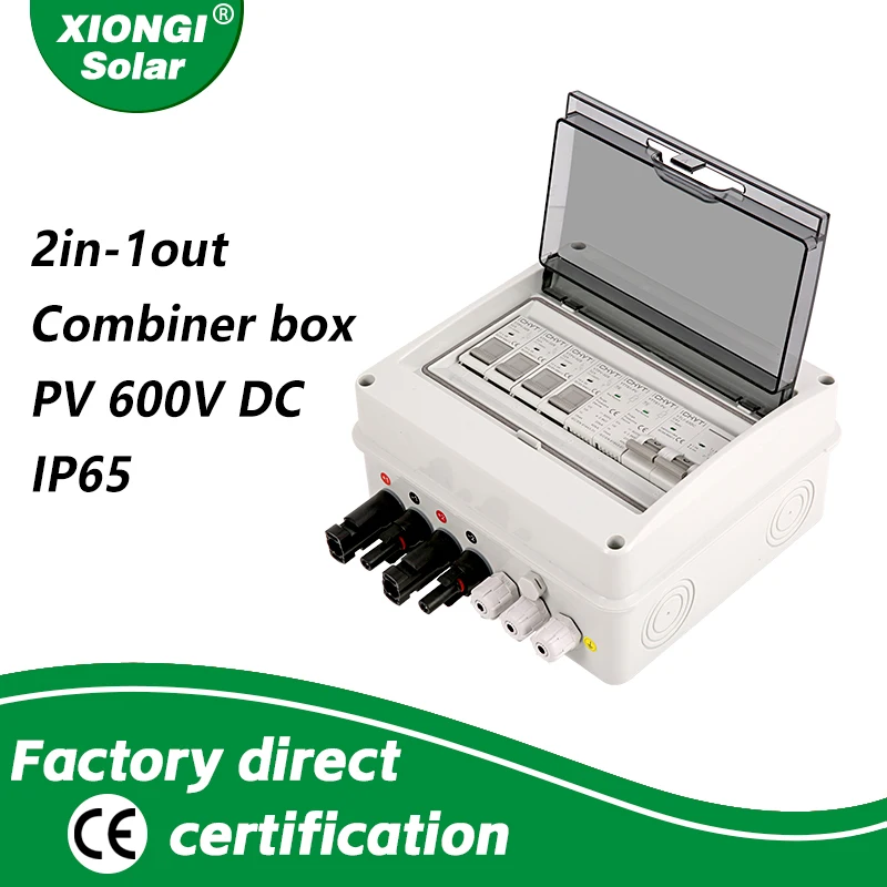 

Wholesale PV Combiner Box for Solar Panel 600V Lightning Protection 2 input 1 out DC Fuse MCB SPD Waterproof Junction Boxes IP65